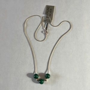 Sterling silver and malachite beaded necklace NWT